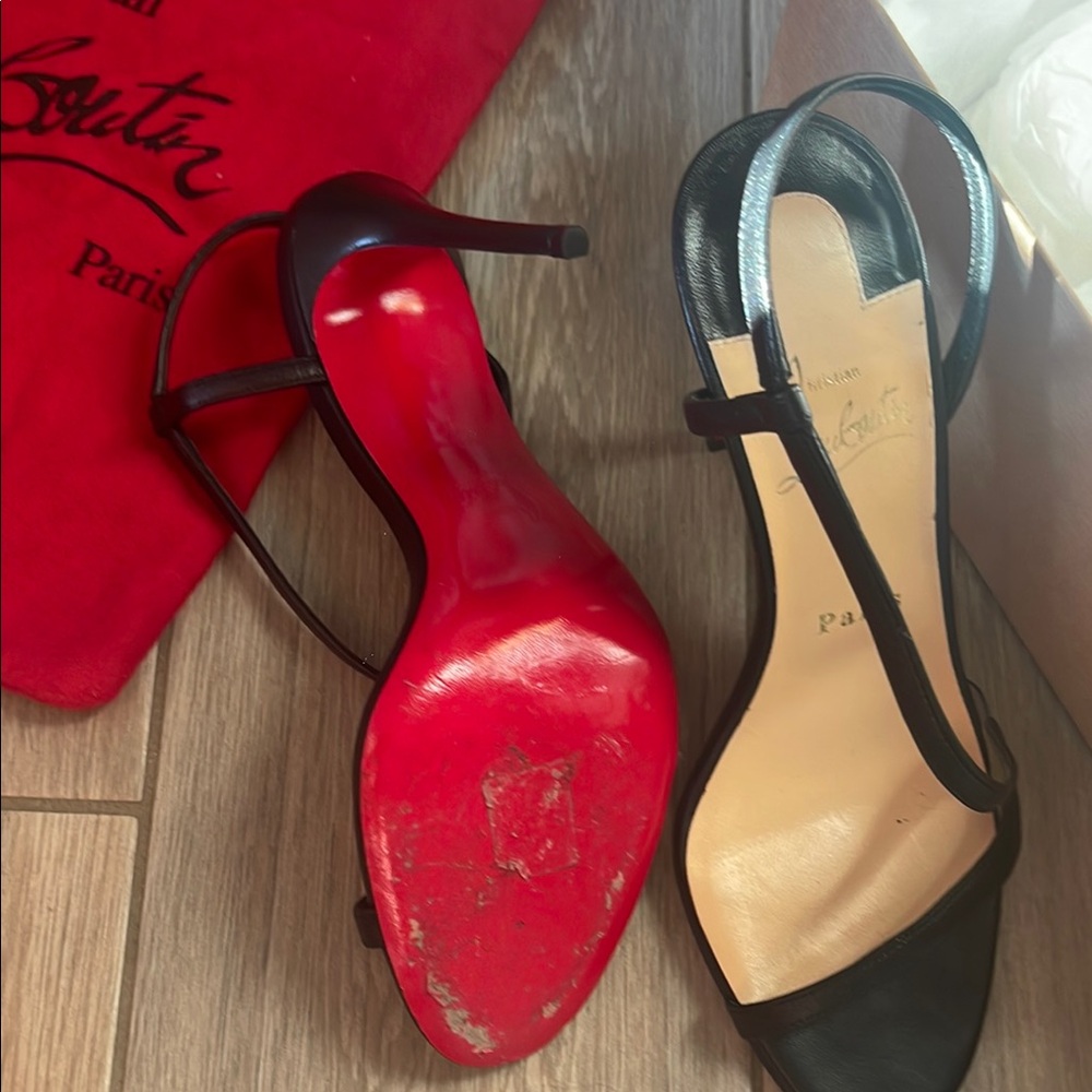Christian Louboutin Black and Red Strappy Heels - Picture 3 of 11